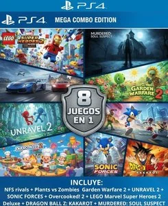 Comprar NFS + PVZ GW 2 + UNRAVEL 2 + SONIC FORCES + Overcooked! 2 + LEGO Marvel Super Heroes 2 Deluxe + DRAGON BALL Z: KAKAROT + MURDERED: SOUL SUSPECT para PS4 - PSNCLICK Digitales Latinoamérica